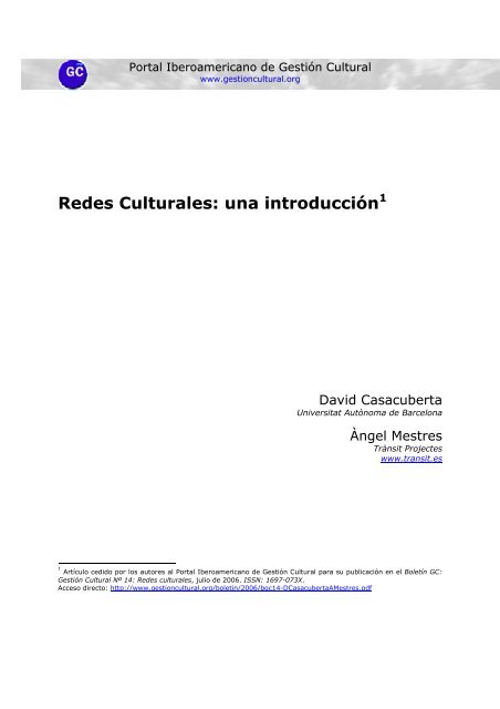 Redes Culturales - Portal Iberoamericano de Gestión Cultural