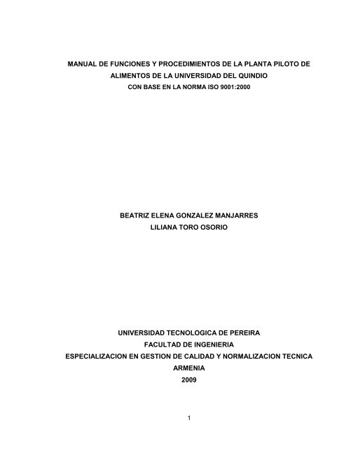 manual de funciones y procedimientos de la planta piloto