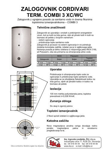 Zalogovnik Cordivari TERM. COMBI 3 XC/WC prospekt - Ika