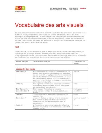 Vocabulaire des arts visuels - Art Gallery of Alberta