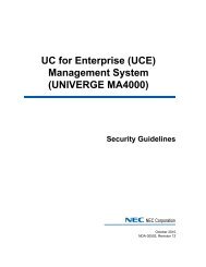 UC for Enterprise (UCE) Management System UNIVERGE MA4000 ...