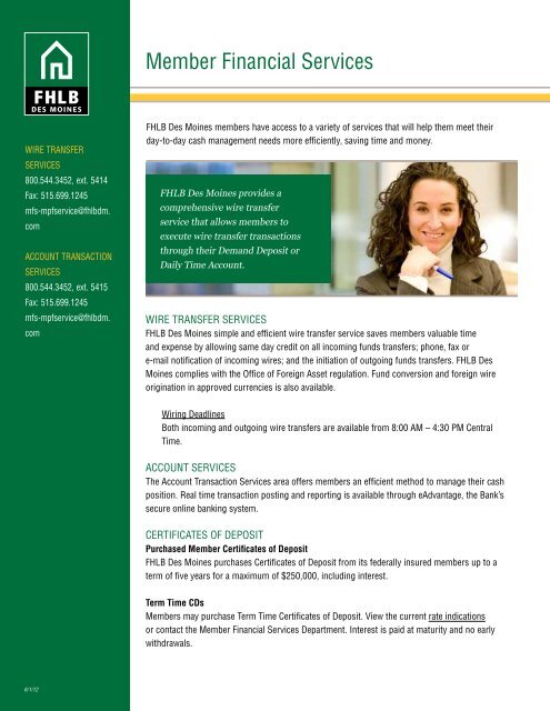 Product Brochures - Federal Home Loan Bank of Des Moines