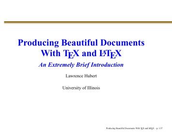 Producing Beautiful Documents With TEX and LATEX