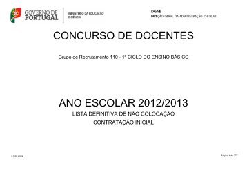 CONCURSO DE DOCENTES ANO ESCOLAR 2012/2013 - Fenprof