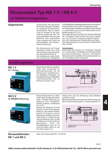 Niveaurelais Typ NS 1 V / NS 6 V im ... - drive-electric.hu