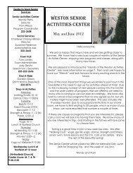 Senior Center News & Calendar May - June 2012 - Town of Weston ...