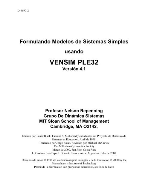 Formulando Modelos de Sistemas Simples usando VENSIM PLE32 ...