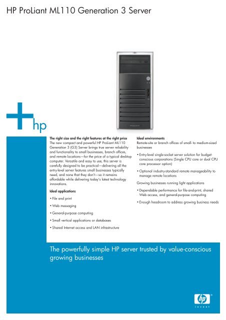 HP Proliant ML110 Generation 3 Server