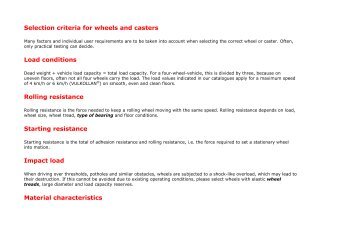 Selection criteria for wheels and casters Load conditions Rolling ...