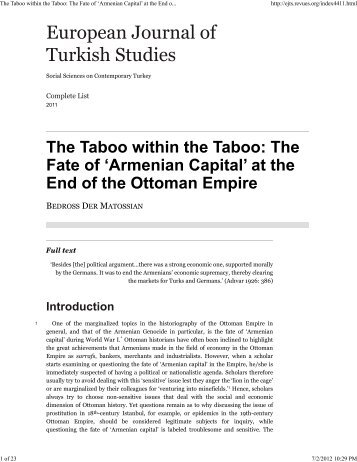 The Taboo within the Taboo: The Fate of ... - Regional Kinetics