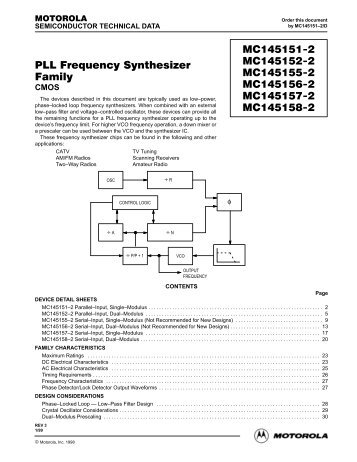 PLL Frequency Synthesizer Family MC145151-2 MC145152-2 ...