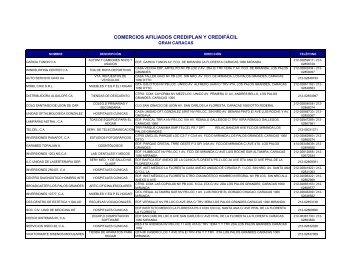 COMERCIOS AFILIADOS CREDIPLAN Y CREDIFÁCIL