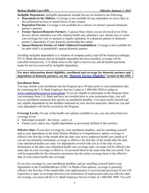 The eligibility and enrollment rules for the U