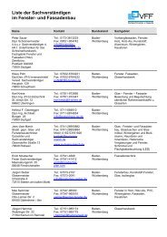 Liste der SachverstÃ¤ndigen im Fenster- und Fassadenbau