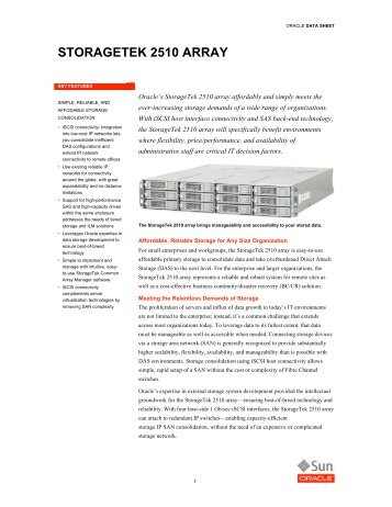 StorageTek 2510 Array Data Sheet - Insight Web Server