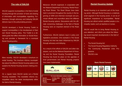 The National Rental Housing Strategy Community ... - SALGA