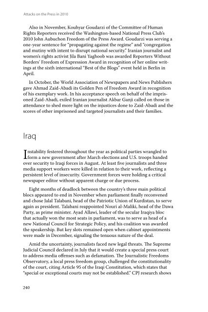 Attacks on the Press in 2010 - Committee to Protect Journalists