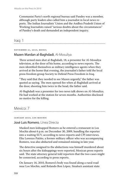 Attacks on the Press in 2010 - Committee to Protect Journalists