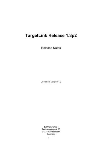 TargetLink Release 1 - dSPACE