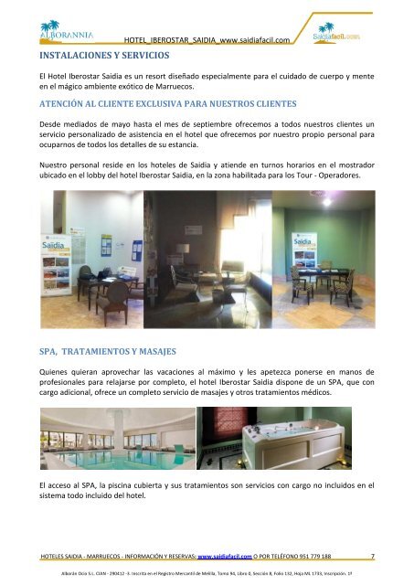 Instalaciones y servicios - Hotel Iberostar Saidia 5 - 4x4Facil