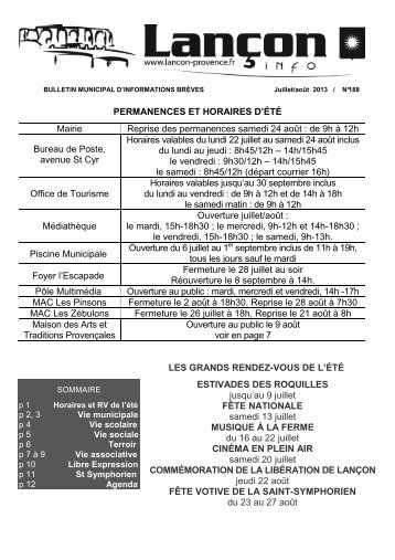 BULLETIN MUNICIPAL D - LanÃ§on-de-Provence