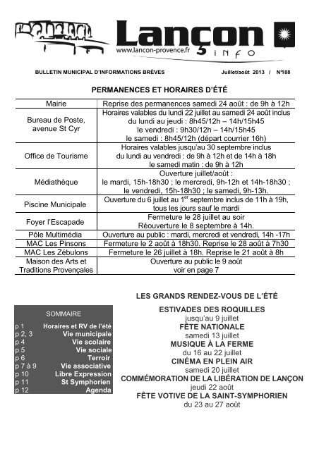 BULLETIN MUNICIPAL D - LanÃ§on-de-Provence