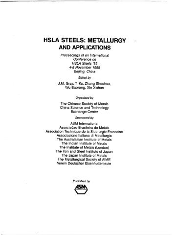 HSLA Steels, Metallurgy and Applications - Vanitec