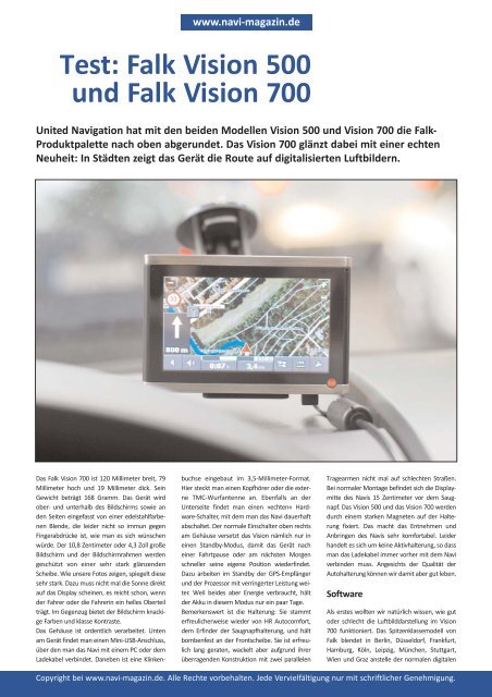 Falk Vision 700 , Falk Vision 700 Kartenmaterial – JBHCS