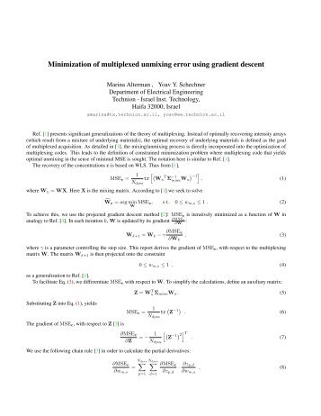 Minimization of multiplexed unmixing error using gradient descent