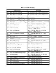 COURSE PREREQUISITES Biology Courses Prerequisite BIOL ...