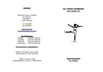 SV LURUP-HAMBURG von 1923 e.V. Sportangebot