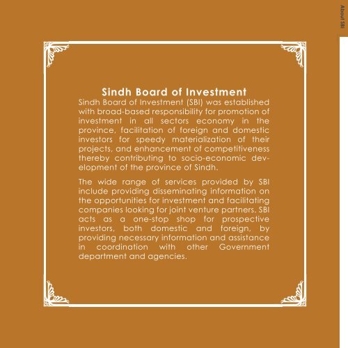 Title front - Sindh Board Of Investment, Government Of Sindh