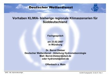 Vorhaben KLIWA- bisherige regionale Klimaszenarien für ...