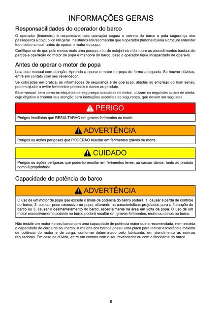 5 0 hp manual de operação manutenção e garantia - Mercury