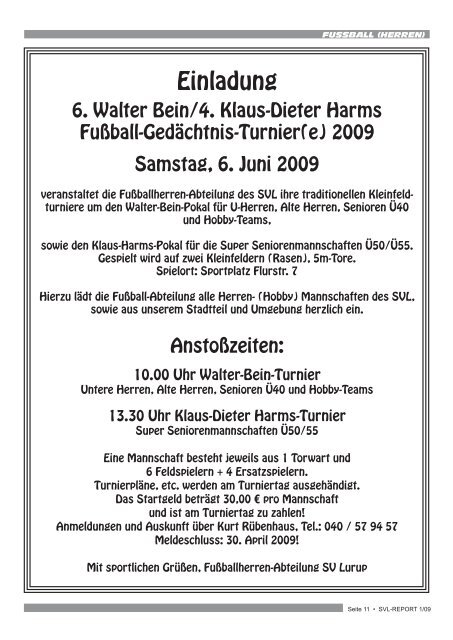 Einladung zur Mitgliederversammlung  2009 - SV Lurup