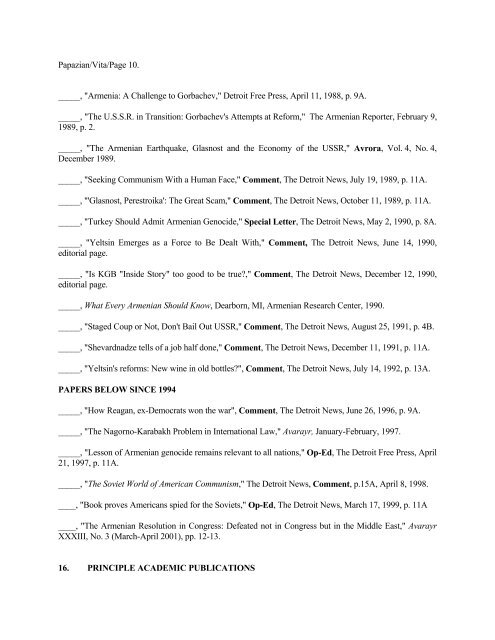 DENNIS R. PAPAZIAN CURRICULUM VITAE Table of Contents 1 ...