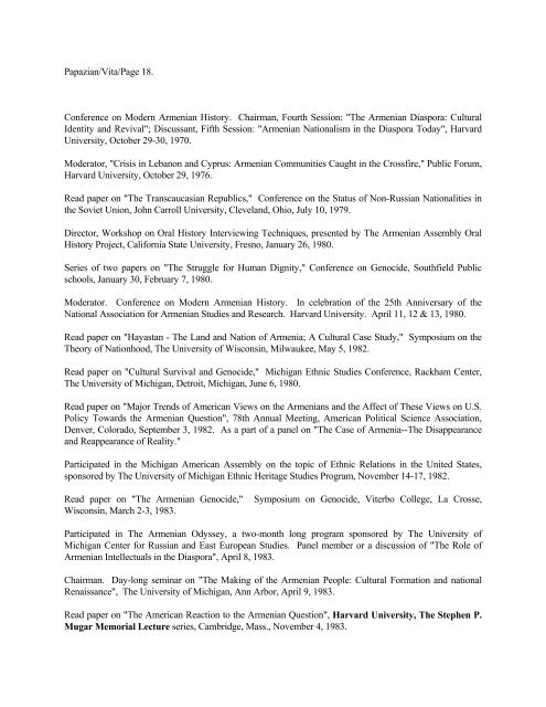 DENNIS R. PAPAZIAN CURRICULUM VITAE Table of Contents 1 ...