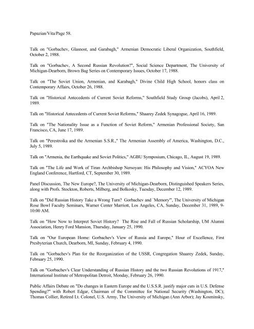DENNIS R. PAPAZIAN CURRICULUM VITAE Table of Contents 1 ...