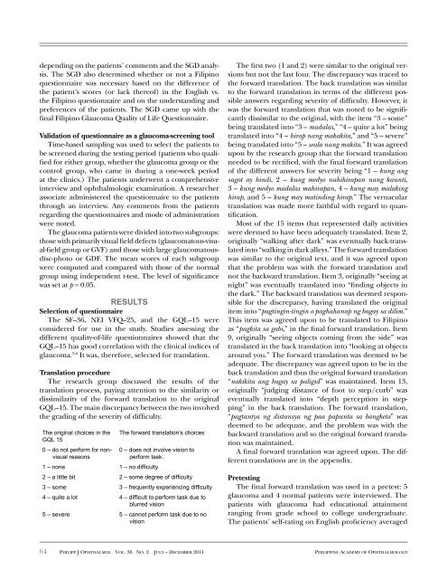 Translation and validation of a Filipino version of the glaucoma ...