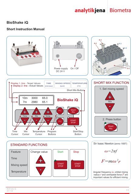 Short Manual BioShake iQ - Biometra