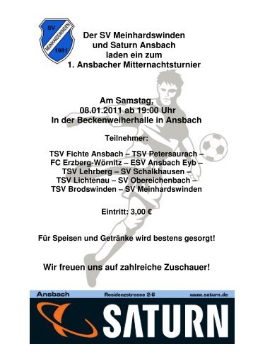 SPIELPLAN 1. Ansbacher Mitternachtsturnier - SV Meinhardswinden