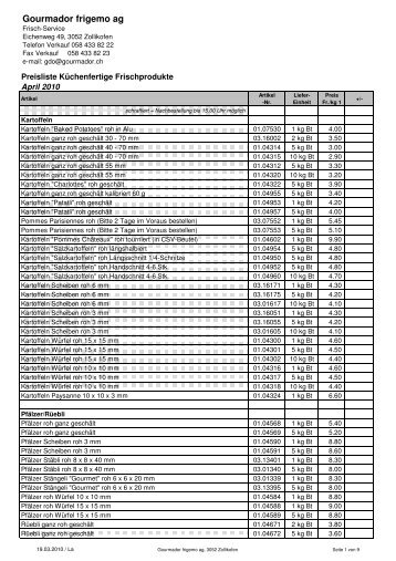 10 04 Preisliste KÃƒÂ¼fe d - Gourmador Zollikofen