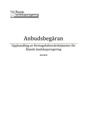 Anbudsbegäran - Ålands landskapsregering