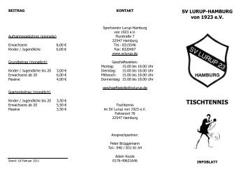 SV LURUP-HAMBURG von 1923 eV TISCHTENNIS