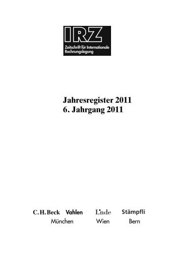 IRZ-Jahresregister 2011 - Verlag C. H. Beck oHG