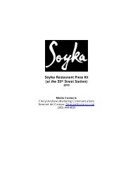 Soyka Restaurant Press Kit - Cheryl Andrews Marketing ...