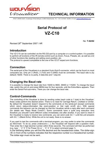 Serial Protocol of VZ-C10 - WolfVision