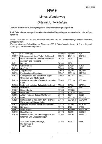 Unterkunftsver- zeichnis als pdf-Datei - beim Schwäbischen Albverein