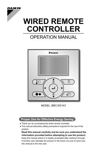 WIRED REMOTE CONTROLLER - Daikin