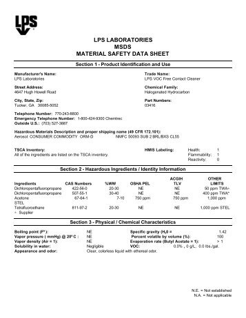 Material Safety Data Sheet - R.S. Hughes, Inc.